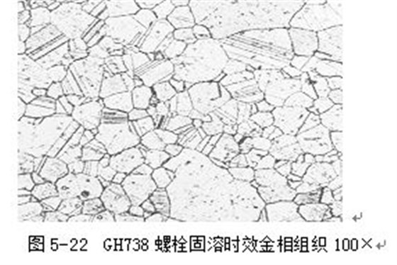 图5-22 GH738螺栓固溶时效金相组织100×