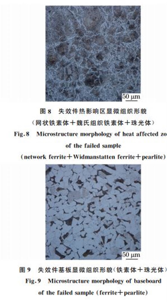 图８ 失效件热影响区显微组织形貌