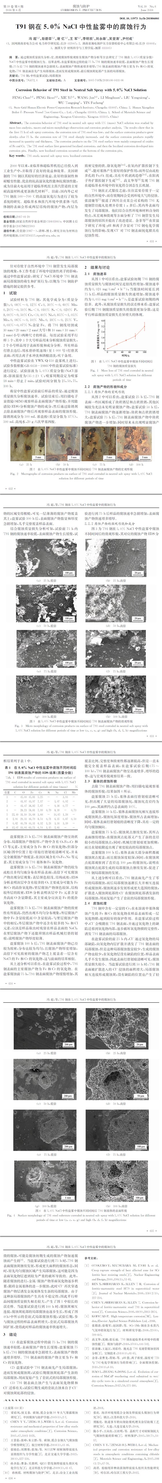 犜９１钢在５．０％ 犖犪犆犾中性盐雾中的腐蚀行为