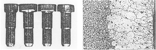 图10-4 螺栓表面裂纹 1× 图10-5 螺栓杆部粗晶环 ×100