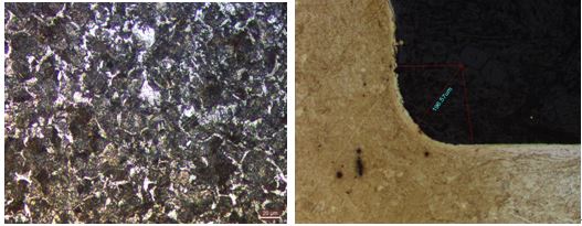 图11-125 心部金相组织 图11-126断口相邻圆角处金相组织