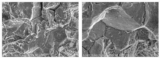 图10-2 氢脆断裂断口形貌 图10-3 氢脆断裂断口形貌