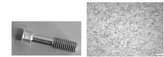 图6-62 螺栓形貌实物形貌 图6-63 7075螺栓半成品未热处理金相组织
